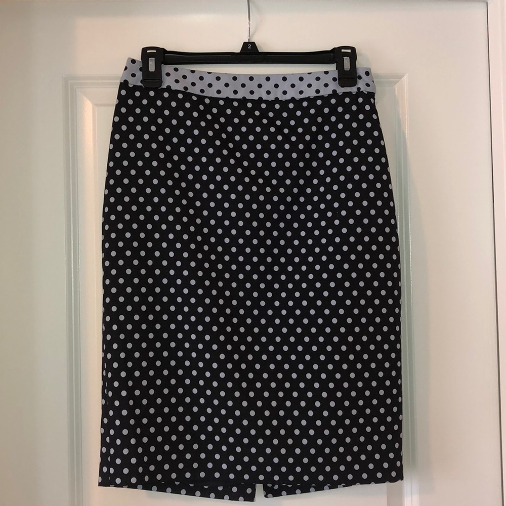 The Limited Navy polka dot pencil skirt
